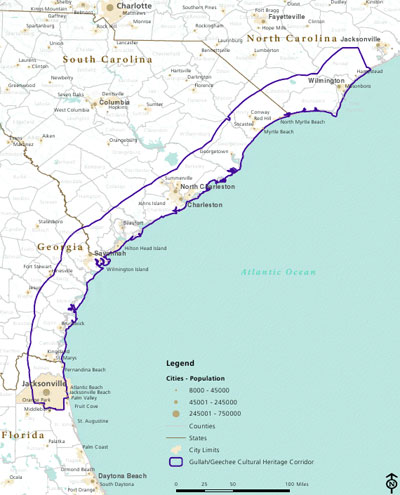 Map of the Gullah Geechee Cultural Heritage Corridor